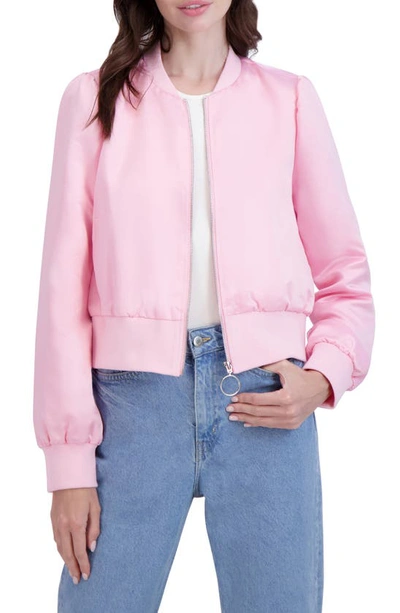 Ookie & Lala Satin Bomber Jacket In Pink