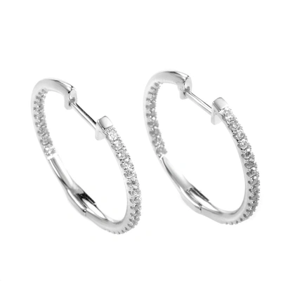 Non Branded Lb Exclusive 14k White Gold .50 Carat Vs1 G Color Diamond Inside And Out Hoop Earrings
