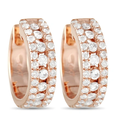 Non Branded Lb Exclusive 14k Rose Gold 1.0ct Diamond Hoop Earrings