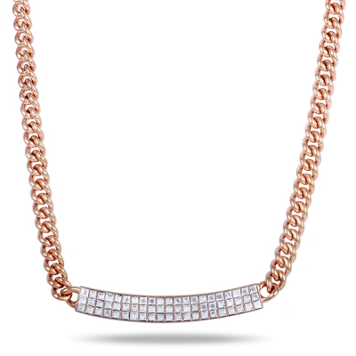 Swarovski Vio Crystals Pave Pendant Rose Gold Plated Chain Necklace In Pink