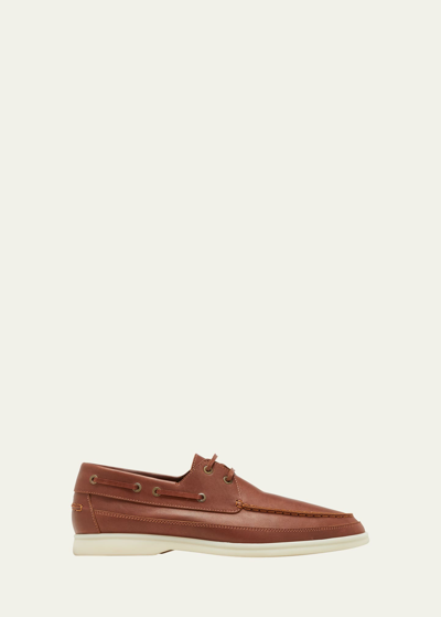 Loro Piana Men's Sea-sail Walk Leather Boat Shoes In Liqueur