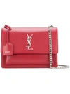 Saint Laurent Sunset Medium Leather Shoulder Bag In Rouge Eros