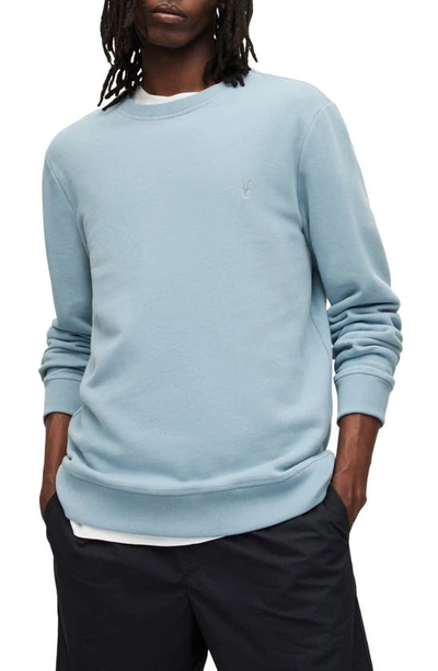 Allsaints Raven Logo-embroidered Cotton-jersey Sweatshirt In Still Blue