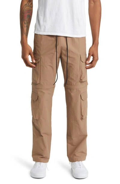 Pacsun Wesley Zip-off Straight-leg Regular-fit Cotton-blend Trousers In Pine Bark