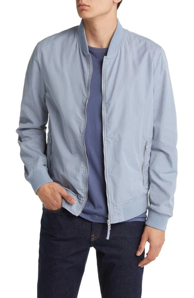 Allsaints Bassett Zipped Cotton-blend Bomber Jacket In Cloudy Blue