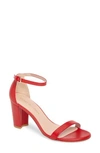 Stuart Weitzman Nearlynude Ankle Strap Sandal In Red Nappa