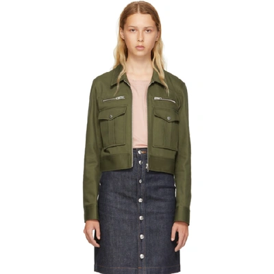 Rag & Bone Pike Cropped Zip-front Utility Jacket In Dark Olive