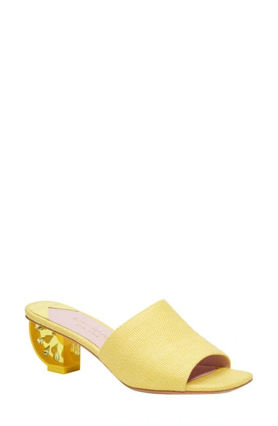 Kate Spade Citrus Raffia And Leather Mule Sandals In Yellow Zing