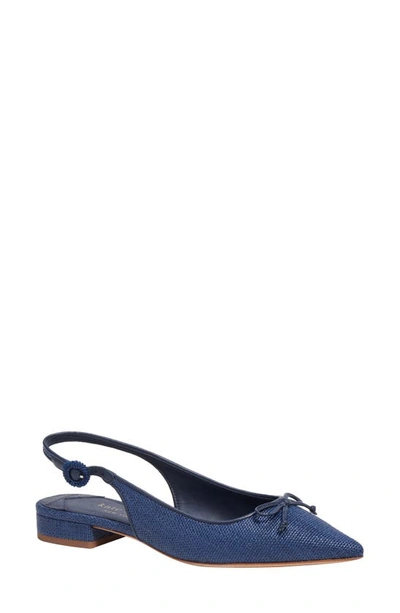 Kate Spade Veronica Raffia Sling-back Pointed Ballet Flats In Blazer Blue