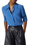 Equipment Leona Button-down Silk Shirt In Bright Cobalt