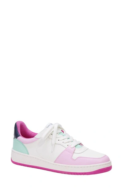 Kate Spade Bolt Leather Patchwork Flatform Sneakers In Optic White/violet Blush