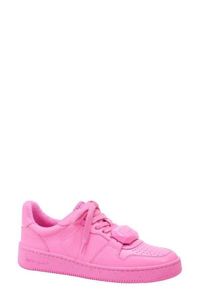 Kate Spade Bolt Gem Leather Flatform Sneakers In Shockwave Pink