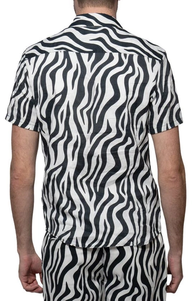 Monfrere Men's Craig Zebra-print Short-sleeve Button-front Shirt