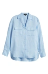 Theory Notched-collar Relaxed Linen Shirt In Dahlia