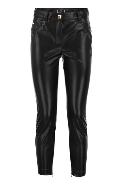 Elisabetta Franchi Faux Leather Skinny Trousers In Black