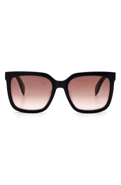 Rag & Bone 56mm Square Sunglasses In Blue Brown/ Brown Gradient