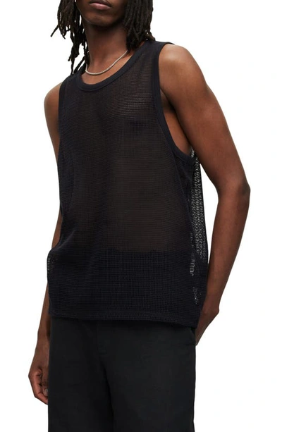 Allsaints Anderson Sheer Organic Cotton Tank In Jet Black