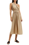 French Connection Faron Midi One Shoulder Dress In Incense