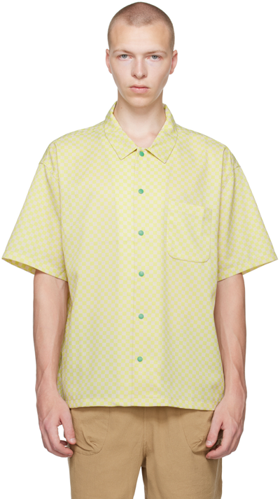 Brain Dead Micro Check Short Sleeve Snap Shirt In Yellow