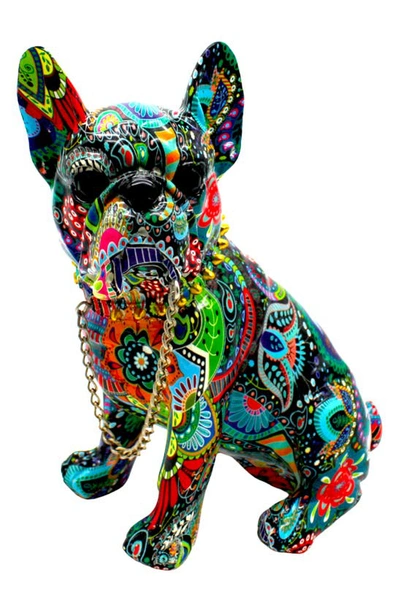 Interior Illusions Sitting Flower French Bulldog Art Sculpture In Multi-color