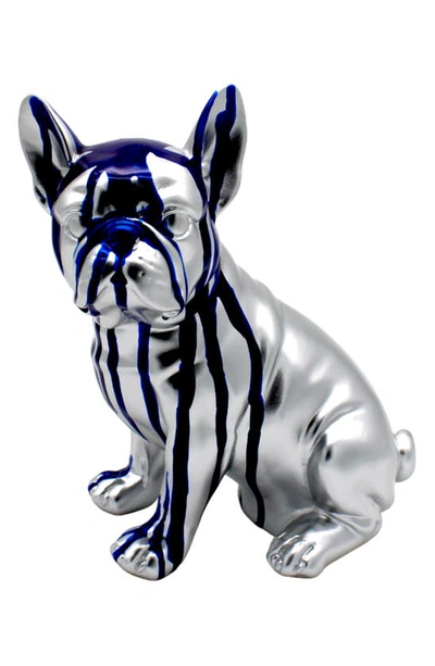 Interior Illusions Sitting Blue Dripping French Bulldog Art Sculpture In Multi