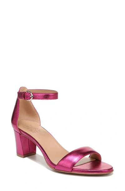 Naturalizer Vera Womens Leather Open Toe Dress Sandals In Fuchsia Metallic Leather