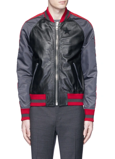 Givenchy Stripe Satin Sleeve Leather Teddy Jacket | ModeSens