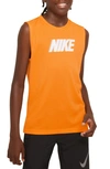 Nike Dri-fit Multi+ Big Kids' (boys') Sleeveless Training Top In Orange