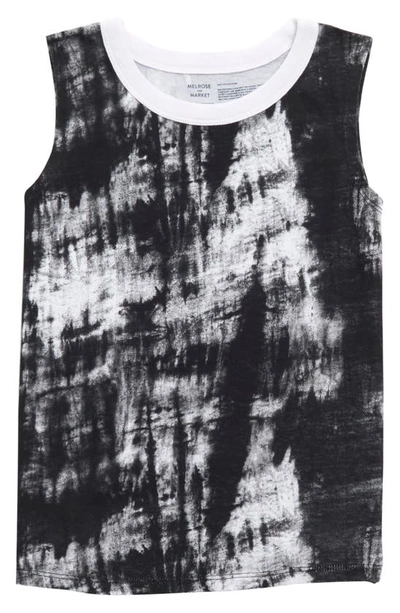 Melrose And Market Kids' Muscle Tank Top In Black- White Tie Dye