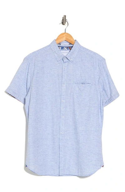 Denim And Flower Solid Short Sleeve Button-down Shirt In Light Blue