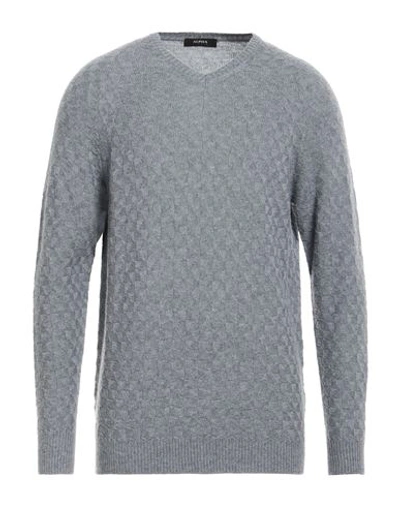 Alpha Studio Man Sweater Pastel Blue Size L Viscose, Nylon, Wool, Cashmere, Polyester In Grey