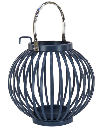 National Tree Company 10in Round Ribbed Candle Lantern In Blue