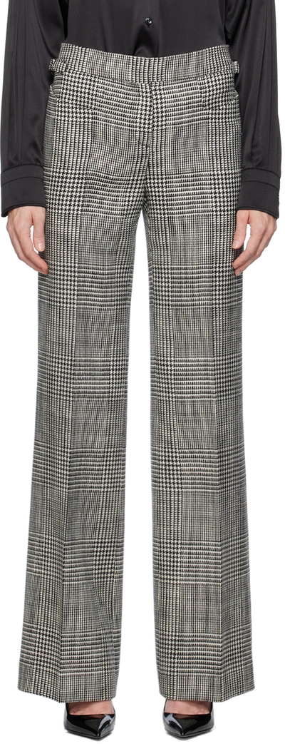 Tom Ford Prince Of Wales Check Wide-leg Trousers In Black Ch