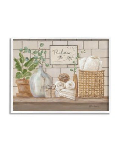 Stupell Industries Relax Uplifting Bathroom Scene Art Collection In Multi-color