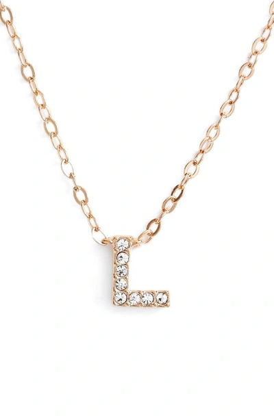 Nadri Initial Pendant Necklace In L Rose Gold