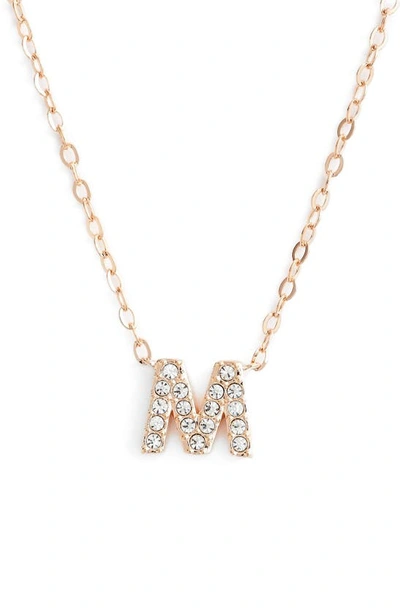 Nadri Initial Pendant Necklace In M Rose Gold