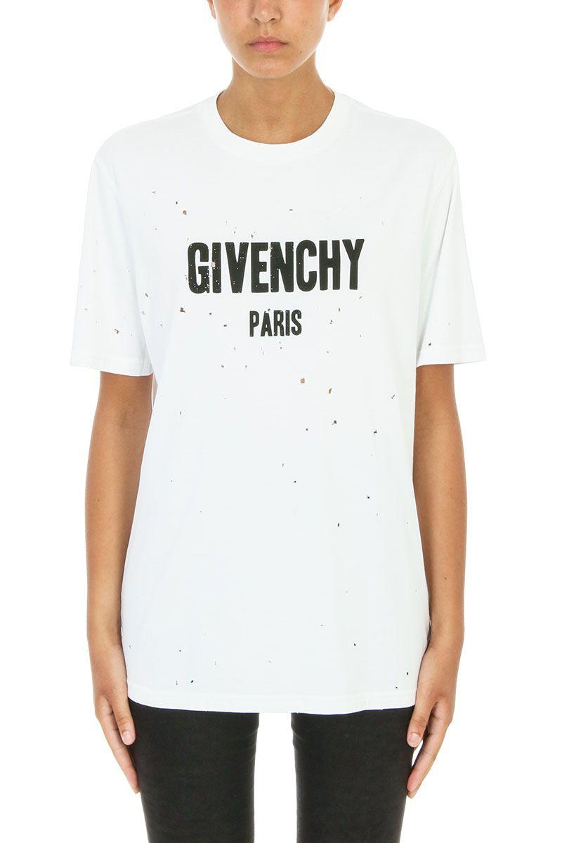 Givenchy Distressed Logo Print Over T-shirt In White | ModeSens
