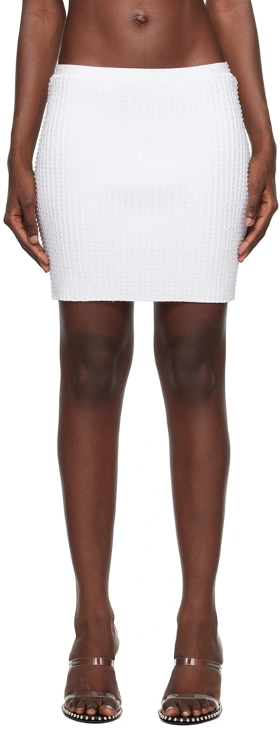 Alexander Wang Crystal-embellished Ribbed-knit Mini Skirt In White