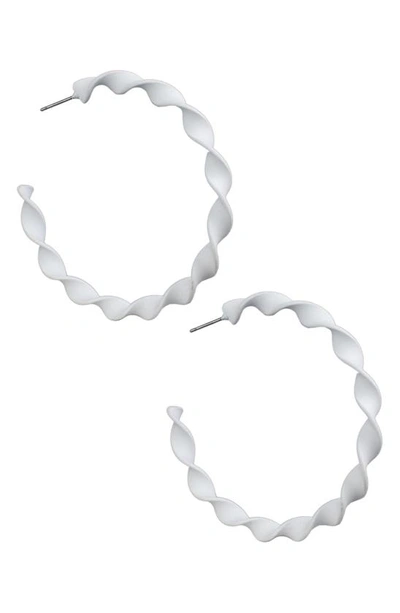 Jardin Spiral Hoop Earrings In White