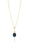 Jardin Crystal & Imitation Stone Y-necklace In Blue/ Gold