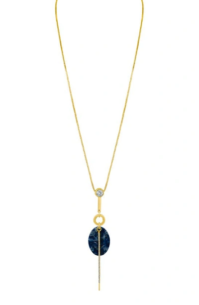 Jardin Crystal & Imitation Stone Y-necklace In Blue/ Gold