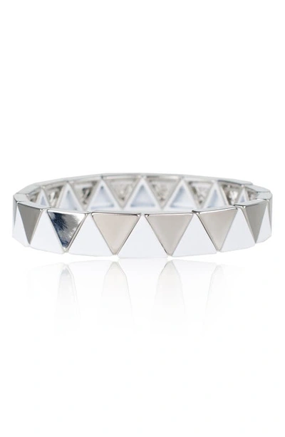 Jardin Triangle Stretch Bracelet In White/ Silver