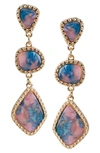 Jardin Imitation Stone Drop Earrings In Blue/ Gold