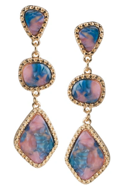 Jardin Imitation Stone Drop Earrings In Blue/ Gold