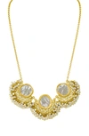 Jardin Mother-of-pearl & Imitation Pearl Frontal Necklace In White/ Gold