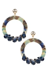 Jardin Resin Circle Drop Earrings In Blue/ Gold