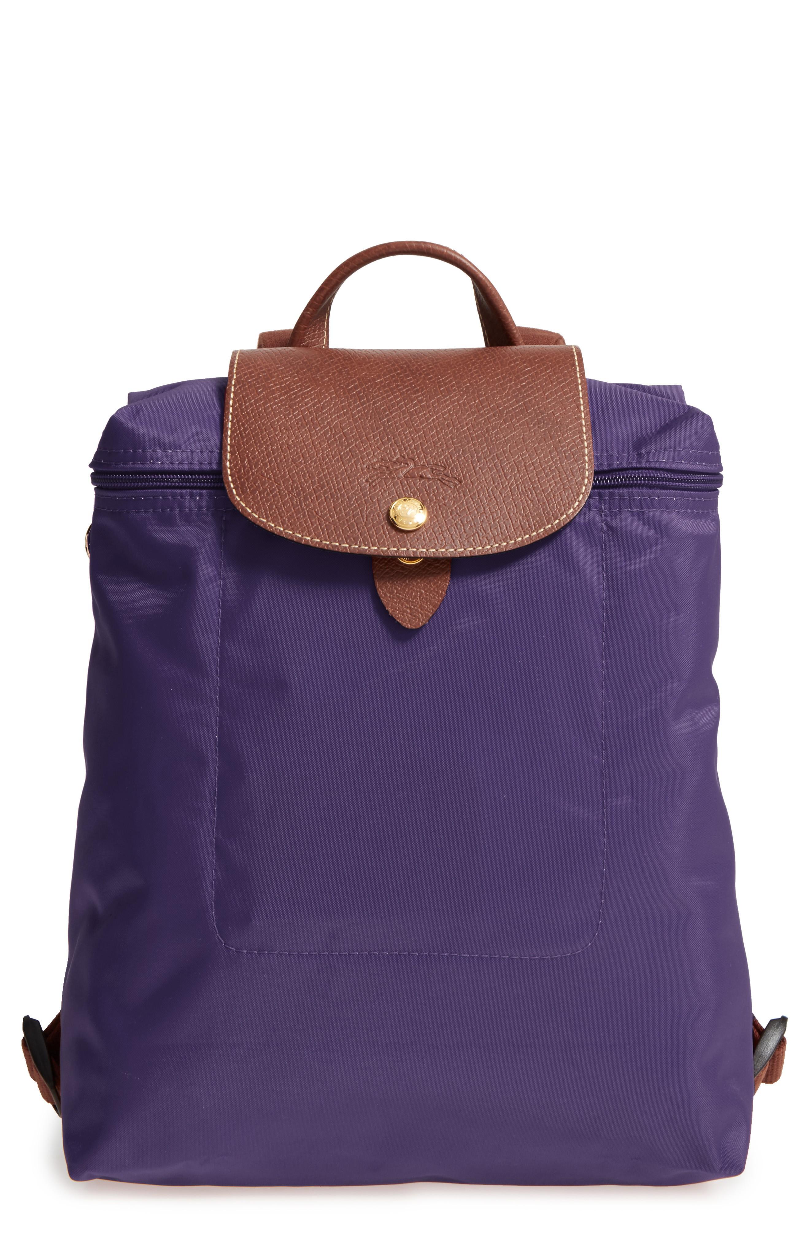 purple longchamp backpack