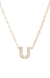 Nadri Initial Pendant Necklace In U Rose Gold