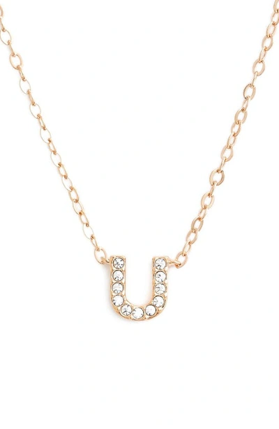 Nadri Initial Pendant Necklace In U Rose Gold