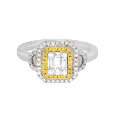 Gregg Ruth 14k Gold, White Diamond 0.45ct. Tw. And Fancy Yellow Diamond Engagement Ring Sz. 6.75 52881 In Silver